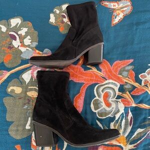 Naturalizer Black Faux Suede Heeled Boots